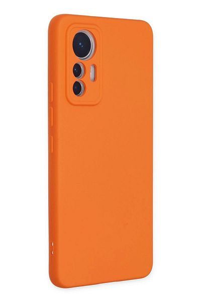 CepteToptan حافظة هاتف Xiaomi Mi 12 Lite مصنوعة من السيليكون المخملي الداخلي - برتقالي - MKİ9056-5195