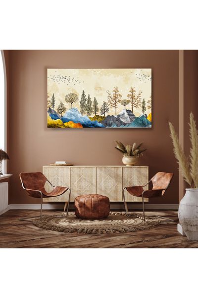 Generic A distinctive wall painting printed on canvas with a hidden wooden frame.