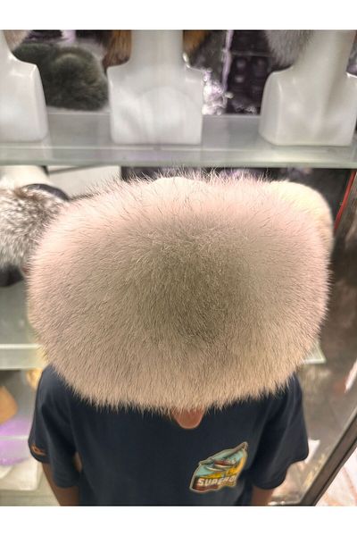 hoaryage Special Production Genuine Wolf Snout Bork Hat, Mink Fur Hat Hat