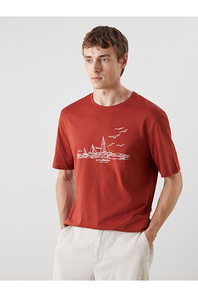 LC Waikiki New Season Crew Neck Printed Combed Cotton Men's T-Shirt - S5R657Z8
