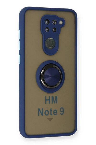 CepteToptan حافظة هاتف Xiaomi Redmi Note 9 من السيليكون مع حلقة مونتريال - أزرق داكن - MKİ3660-1348