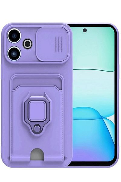 CepteToptan حافظة هاتف Xiaomi Redmi 13 4G من السيليكون مع بطاقة زيوما وحلقة - أرجواني - MKİ8952-7715