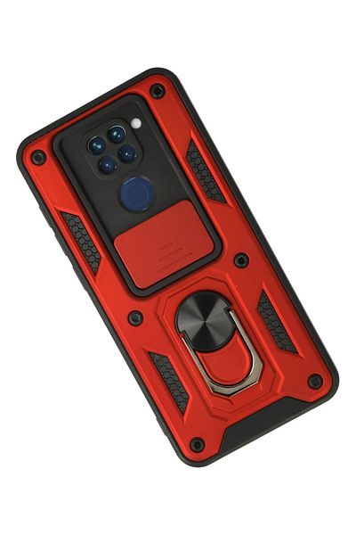 CepteToptan حافظة هاتف Xiaomi Redmi Note 9 من السيليكون مع حلقة عدسة Pars - أحمر - MKİ9427-4207