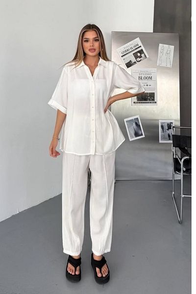 adba style Women's Modal Woven Short Sleeve Shirt Loose Suit 4022