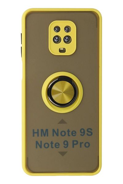 CepteToptan حافظة هاتف Xiaomi Redmi Note 9 Pro من السيليكون مونتريال مع حلقة - أصفر - MKİ9096-7020