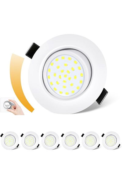 OEM Set of 6 Ultra-flat LED Spotlights, Adjustable, Warm White, 5w 2700k