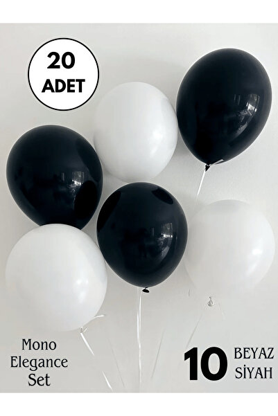 Bunloon Mono Elegance Set Pastel Siyah ve Beyaz Balon Seti – Parti & Etkinlik...