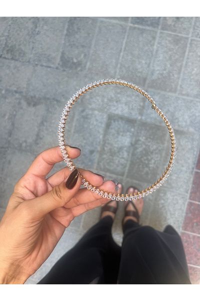 Hoop jewelery Full Row Flexible Choker with Stones