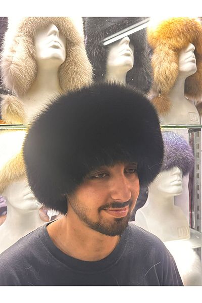 hoaryage Special Production Genuine Wolf Snout Bork Hat, Mink Fur Hat Hat