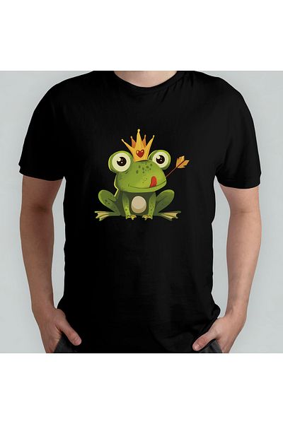 Pixxa Frog Prince Unisex 100% Cotton Crew Neck T-Shirt Model 1