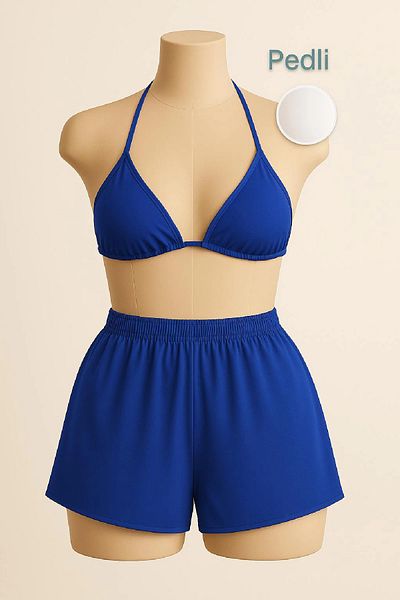GiyimCity Women's Blue Shorts Waist and Neck Tie Bikini Set