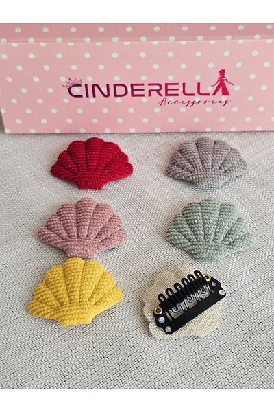 Cinderella Set of 6 Seashell Hairless Baby Clips 3.5cm - Newborn Baby Clips with Less Hair Snap Clips Set