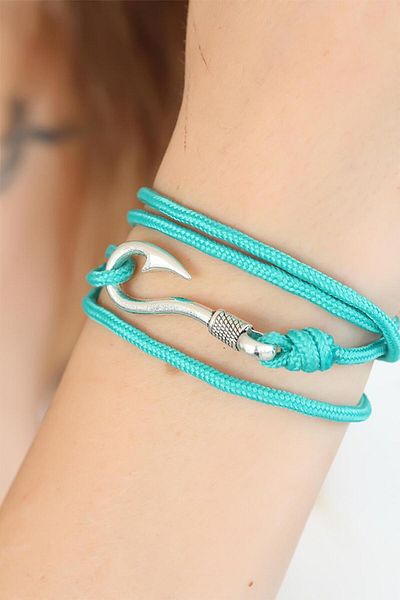 Moco Turquoise Color Silver Metal Multiple Bracelet with Hooks