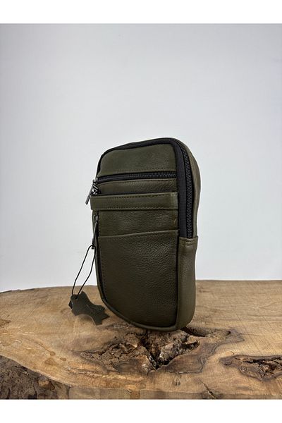 özdemirler deri Genuine Leather Unisex Phone Bag, Leather Waist Bag, Multi-Compartment Leather Shoulder Bag