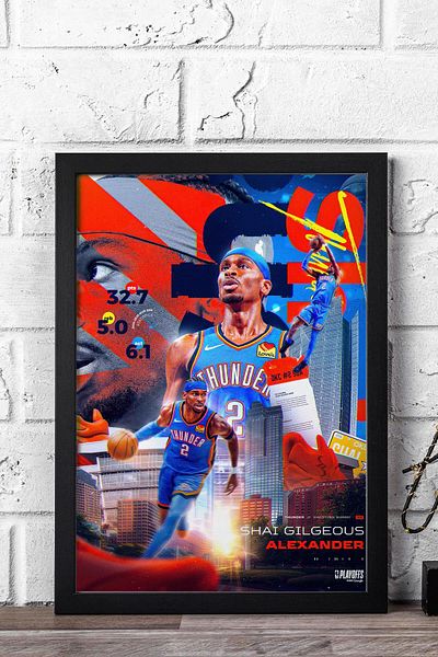 Saturn Pictură înrămată de Shai Gilgeous Alexander - Pictură poster NBA de baschet