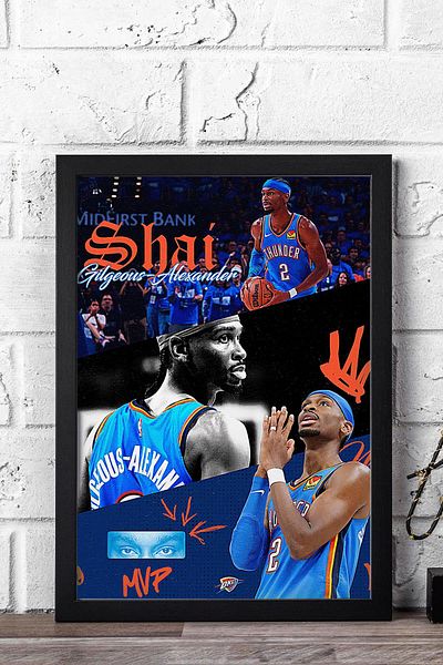Saturn Pictură înrămată de Shai Gilgeous Alexander - Pictură poster NBA de baschet