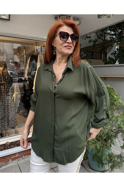 DenizEge Πουκάμισο βισκόζης Duckhead Green