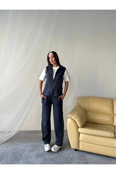 sportiness Biye Λεπτομερές γιλέκο με τσέπη από ύφασμα modal σετ 3 κοντομάνικο αθλητικό κοστούμι