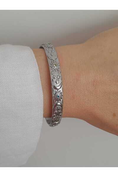 Bubbleatelier Çelik ay yildiz gümüş kelepçe