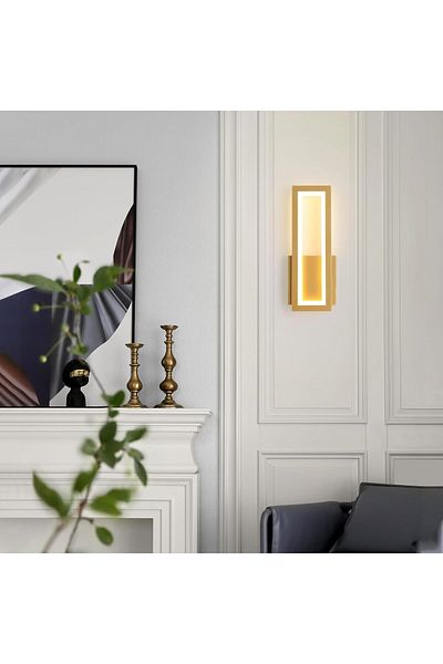 Generic Indoor Bedroom Light LED Modern Gold Rectangle Wall Sconces