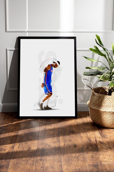 Saturn Shai Gilgeous Alexander Framed Painting - Basketball Nba Poster Painting