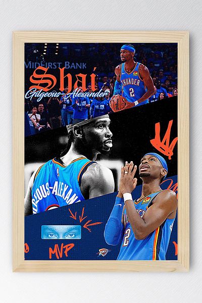 Saturn Pictură înrămată de Shai Gilgeous Alexander - Pictură poster NBA de baschet
