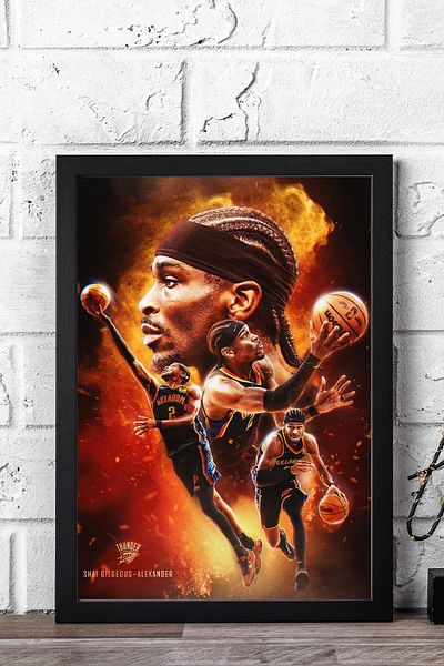 Saturn Pictură înrămată de Shai Gilgeous Alexander - Pictură poster NBA de baschet