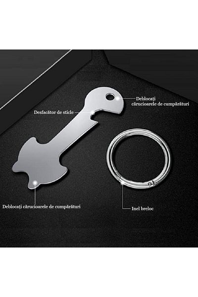 Lucmark Breloc cu functie de deblocare cos de cumparaturi, Lucmark, desfacator de capace, otel inoxidabil