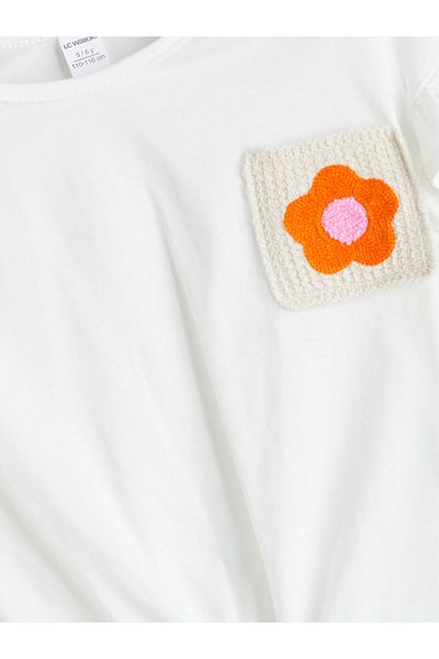 LC Waikiki Ecru Crew Neck Floral Girl's T-Shirt