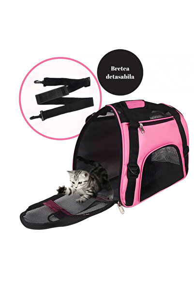 OEM Foldable Pet Carrier Bag with Mesh Ventilation, Easy to Carry, Waterproof, 52x35x25 Cm, Pink