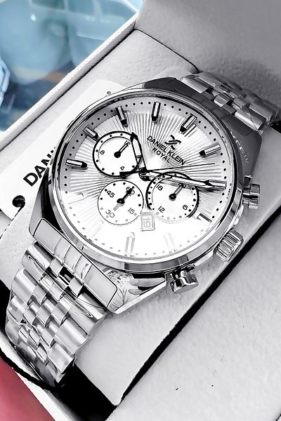 Daniel Klein Gift Original Men Wrist Watch Waterproof Gumus Color Steel Cord Gift Bracelet Dke2137C1