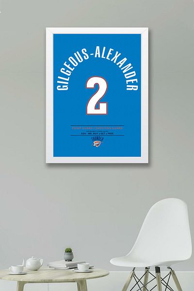 Saturn Shai Gilgeous Alexander Jersey Framed Painting - Nba Oklahoma City Thunder Jersey
