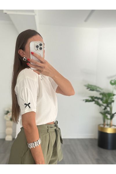 BETÜLAKSU Padded Ribbon Detailed T-Shirt