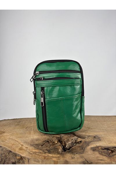 özdemirler deri Genuine Leather Unisex Phone Bag, Leather Waist Bag, Multi-Compartment Leather Shoulder Bag