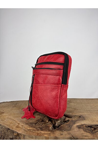 özdemirler deri Genuine Leather Unisex Phone Bag, Leather Waist Bag, Multi-Compartment Leather Shoulder Bag