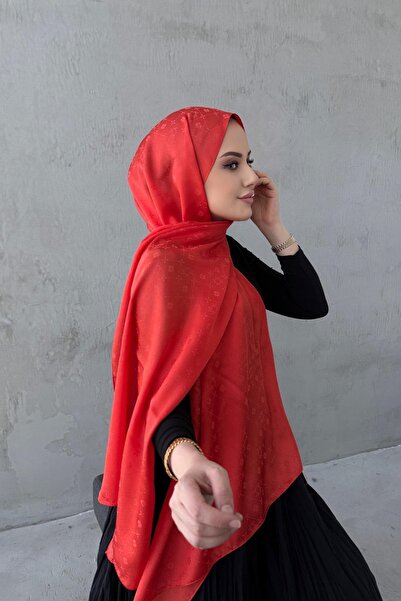 Byedauzunlar Σάλι από μεταξωτό ζακάρ με σχέδιο λουλουδιών ροδιού