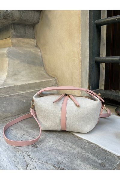 nura Powder Women's Linen Interlocking Sandal Hand and Shoulder Bag