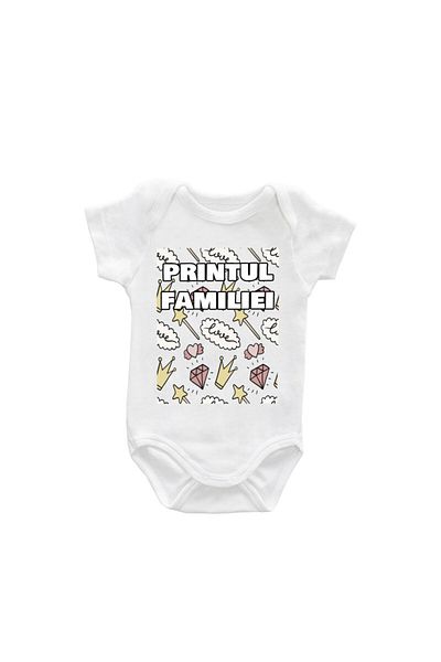 Printisimi Body bebelus "Printul familiei", Alb, Bumbac