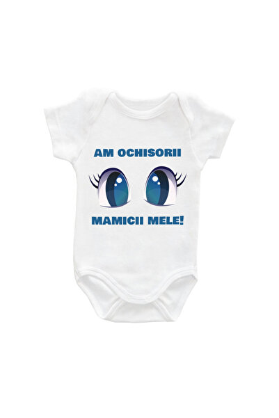 Printisimi Baby Bodysuit "I Have My Mommy's Eyes", White, Cotton