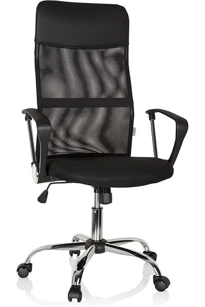 AWF AL WADI FURNITURE Zeli Ergonomic Executive Mesh Leather Office Chair, Desk Chair, Computer Chair, Black
