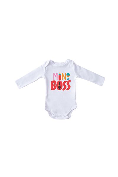Printisimi Body bebelus "Miniboss", Alb, Bumbac