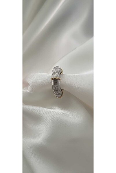 by kayra collection ÇELİK GÜMÜŞ RENK ALTIN RENK DETAYLI EARCUFF KIKIRDAK KÜPE