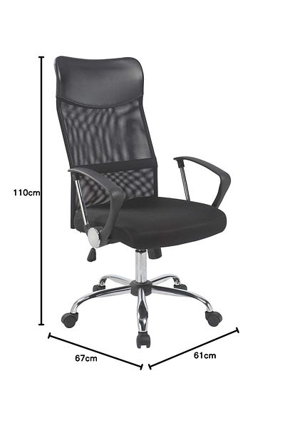 AWF AL WADI FURNITURE Zeli Ergonomic Executive Mesh Leather Office Chair, Desk Chair, Computer Chair, Black