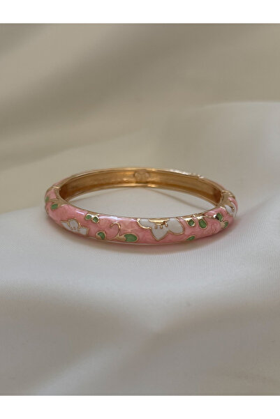 MODA Pembe Mineli Gold Detaylı Bilezik