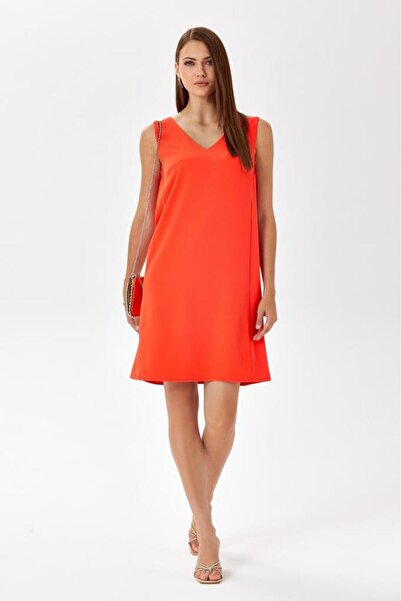 İKİLER V Yaka Kolsuz Elbise 024-4009