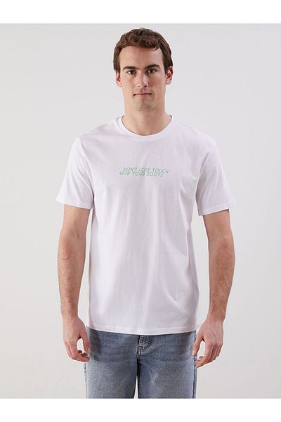 LC Waikiki New Season Crew Neck Κοντό μανίκι εμπριμέ χτενισμένο βαμβακερό ανδρικό Tisort - S5KL54Z8
