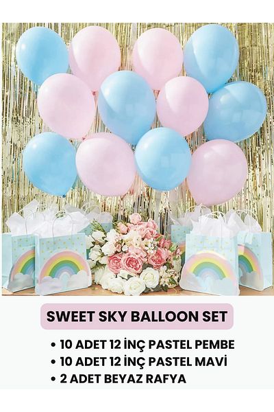 Mielibon Sweet Sky Balloon Set – 12 Inch Pastel Pink and Blue Balloon Combination