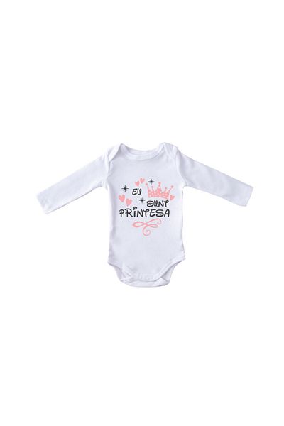 Printisimi Body bebelus "Eu sunt printesa", Alb, Bumbac