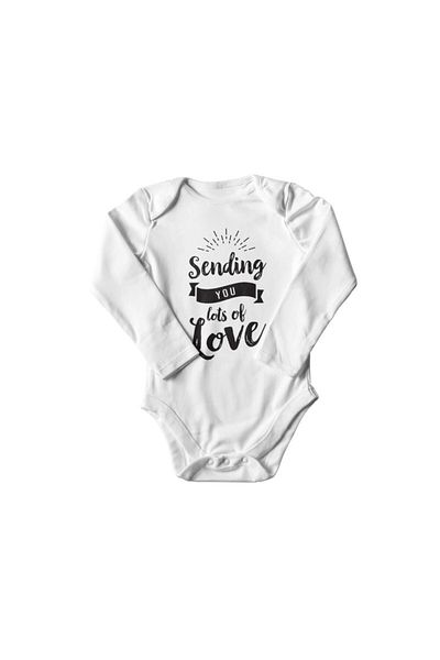 Printisimi Body bebelus "Sending you lots of love", Alb, Bumbac