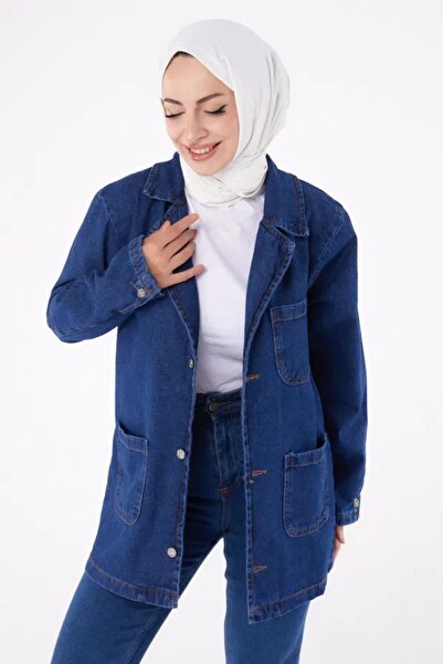 Butik KOYU MAVI Kruvaze Kot Ceket